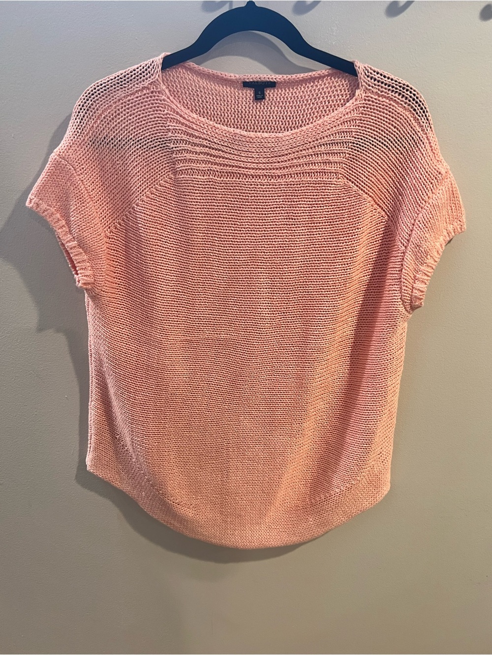 Talbots Peach Knit Short-Sleeve Sweater Top